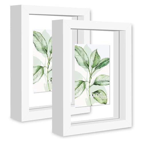 CORE ART 5x7 Floating Picture Frame 2 Pack, White