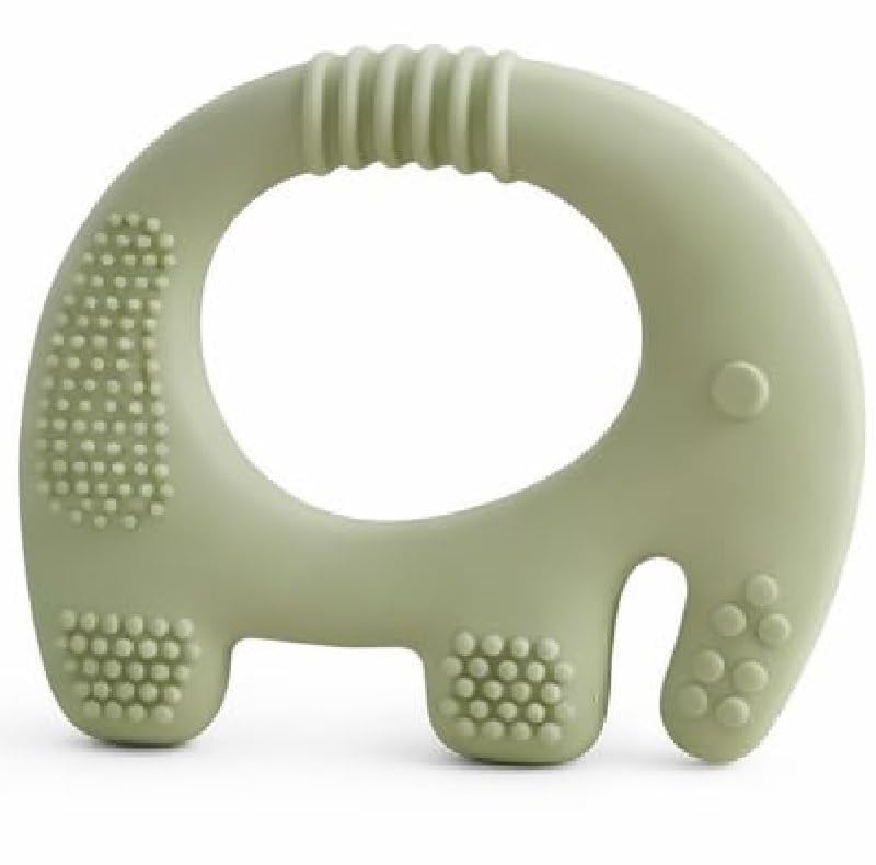 Soft Silicone Baby Teething Toys for Newborn 0-6 Months, BPA Free Elephant Shape Teething Ring for Infant Boys & Girls, Textured Gum Massager and Easy Grip Chew Toy for Babies (Pack of 1)-image-10
