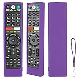 Custodia per telecomando in silicone compatibile con Sony RMF-TX310E RMF-TX200E RMT-TX100D RMT-TX102D RMT-TX300E TV Telecomando Cover protettiva antiurto con cordino (Viola)