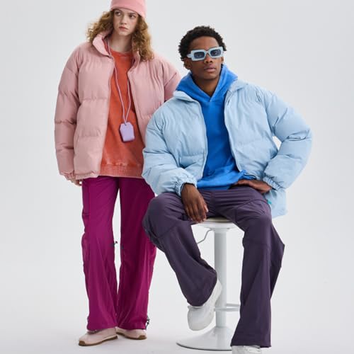 Image of TeenFighter Winter Casual Puffer Jacket for Man and Women - Unisex Quilted Baggy Long Sleeve Zip Down Jackets Outerwear