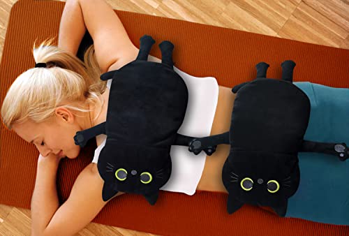 Image of 2PCS Microwave Heating Pads for Cramps Pain Relief, 17 * 9 inch Moist Microwavable Period Menstrual Heat Packs for Cramps, Back, Neck, Shoulder, Abdomen, Black Cat