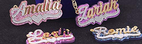 Brands Personalized Acrylic Name Necklace Double Glitter Nameplate Jewelry Customized Made With Any Name Pendant Necklace For Women Girls (Style 3-Stainless Steel) #TOP1