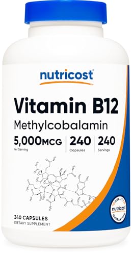 Nutricost Vitamin B12 (Methylcobalamin) 5000mcg, 240 Capsules - Vegetarian Caps, Non-GMO, Gluten Free B12 Supplement