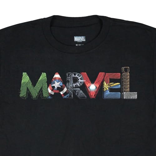 Marvel Boys' Superhero Inspired Character Filled Block Letter Logo Design Kids T-Shirt (X-Small, 4/5) Black3