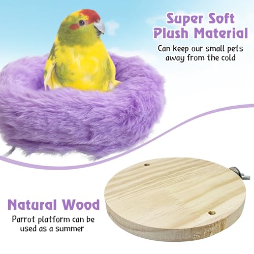 Image of Hamiledyi Bird Bed for Cage Plush Parrot Hanging Hammock Warm Bird Nest Parrot Nest House Snuggle Hut Birds Sleeping Bed Soft Warm Hammock for Parakeet Lovebird Cockatoos Budgies(Purple)
