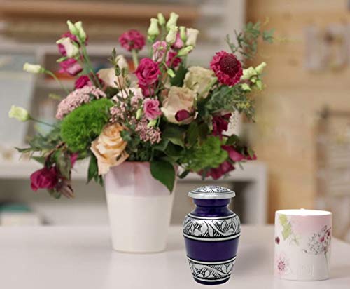 MEMORIALS 4U Mulberry with Silver Band Cremation Urn for Human Ashes - Handcrafted Urn - Affordable Urn for Ashes (Keepsake)