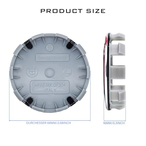 KIRIN FIRE 4 Stück Radkappen für 68mm Radnabenkappen Nabendeckel aus hochwertigem ABS (schwarz)