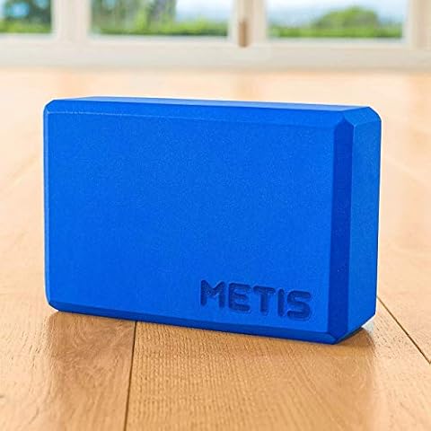 METIS Yoga Block - Blue High Density EVA Foam Blocks | Slip Free Lightweight Yoga Bricks - Posture & Flexibility Training Aid | Ideal for Yoga & Pilates (Small) Cover