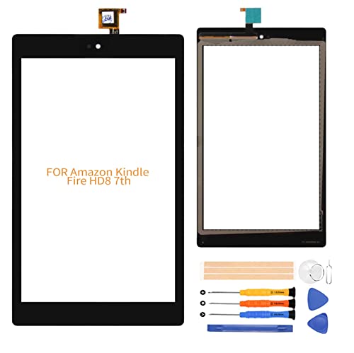 Compatible with Amazon Kindle Fire HD8 7th Touch Screen Digitizer Glass Replacement,for Kindle Fire HD8 7th Gen 2017 Release SX034QT Touch Display Panel Repair Parts Kit,with Tools +Black