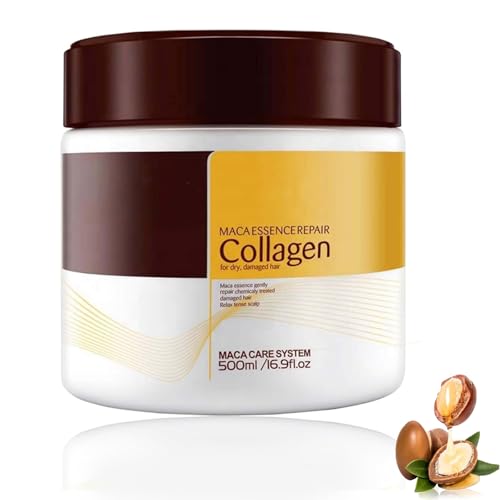 Collagen Mascarilla Pelo, 500ml Mascarilla Pelo para una Reparación Profunda, Antifrizz Cabello Seco Dañado Teñido Alisado, Elimina el Encrespamiento, Todo tipo de Cabello