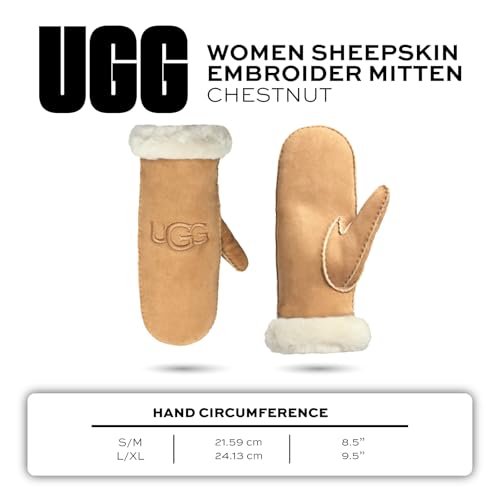 UGG アグ ミトン Sheepskin MITTENS CHESTNUT UGG LOGO MITTENS CHESTNUT SHEEPSKIN LEATHER WARM WOMEN'S