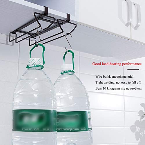 E Wine Glass Hanging Rack Wine Glass Holder Under Cabinet Stemware Storage No Drilling Metal Wine Glass Organizer Glass Holder - Double Row