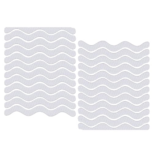 24 Pcs non slip bath stickers - wave shaped anti slip bath stickers - transparent self adhesive non slip shower stickers - suitable for bathtubs, stairs, shower rooms, and other slippery surfaces