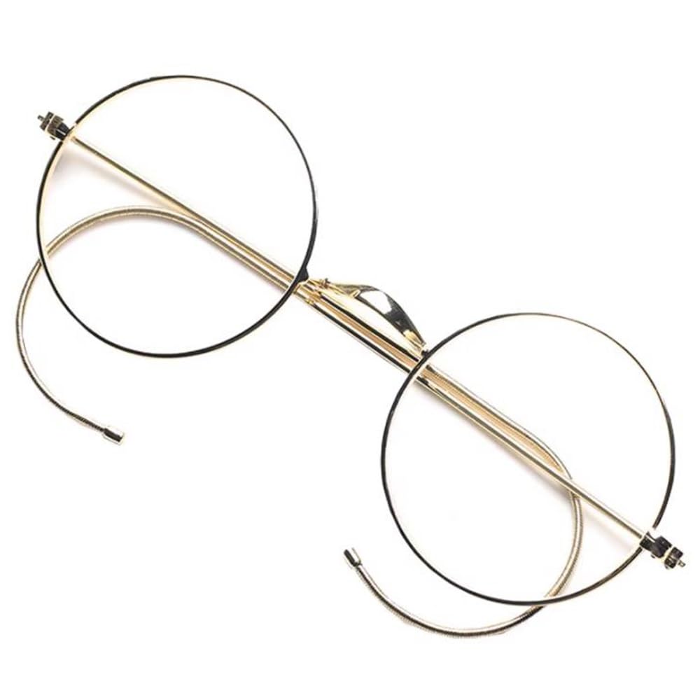 COKYIS Professor Kristall-Lesebrille Retro Golden Presbyopie Brille Ultraleichte Runder Lesebrillen Unisex Blaulichtfilter HD Lesehilfe Metall Rahmen (Size : +1.5)