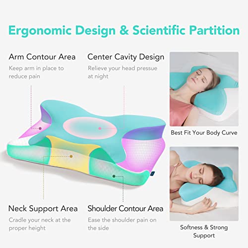 Skg Cervical Pillow, Dual Memory Foam Pillows For Pain Relief Sleeping, Orthopedic Ergonomic Contoured Pillow For Neck And Shoulder Pain, Soft Bed Support Pillow For Side Back Stomach Sleepers, T3 #TOP1