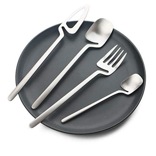 BRIIEC 24-Piece Hanging Cup Flatware Silverware Set for 6, Stainless Steel Cutlery Eating Utensils, Matte Finished, Dishwasher Safe