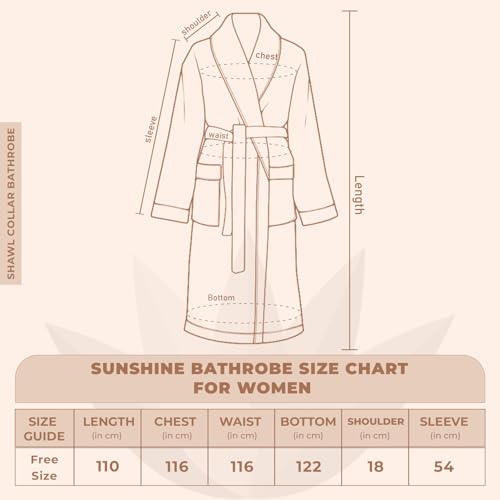 Image of Rangoli Sunshine 100% Cotton Bathrobes For Women, 500 GSM Free Size Bath Robe With Rope,Ultra-soft, Lightweight & Highly Absorbent Luxurious Bath Gown /Bath Robe