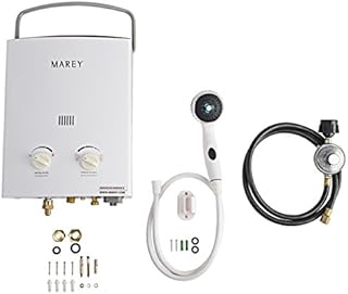 Marey GA5PORT Portable Propane Gas Tankless Water Heater, Small, White