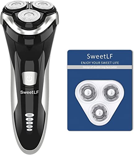 SweetLF Electric Shavers Men Wet and Dry Shaver Rechargeable Shaver Men Cordless Razor IPX7 Waterproof with Precision Beard Trimmer LED Display Shaver Net Replacement (3 Blades) for Home Travel