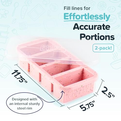 Image of Souper Cubes 1 Cup Silicone Freezer Trays with Lids, Cotton Candy, 2-Pack | 100% Platinum-Cured Silicone Freezer Cubes, Oven and Microwave Safe, Perfect for Freezing Soup, Protein, Grains and More