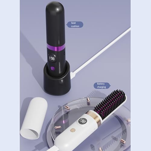 Plancha para el cabello inalámbrica con peine desmontable para un estilo fácil, peine electrostático para modelar el cabello miniatura 5
