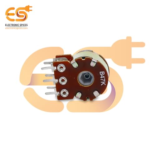 Image of Electronic Spices 47k 6Pin Dual Potentiometer Volume Pot 47K with Knob for Multiple Applications (4Pcs Each)