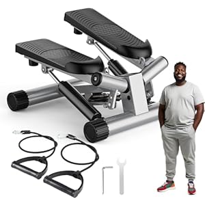 OLIXIS Mini Stepper with Resistance Bands, Twist Stair Steppers for Exercise at Home, Portable Full Body Workout Stepper Machine Adjustable Foot Stepper for Fitness