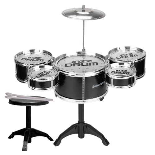 SELECTSHOP Bateria Musical De Jugete Juego de Batería para Niños con Banco Y Baquetas 5 Tambores con...