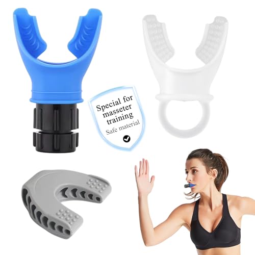Lung trainer zur Verbesserung der Lungenkapazität(3 Stück),Breathing Trainer＋Biss-Trainer,Ideal für Lung Flexer,Tragbarer Atem Trainer,PVC in medizinischer Qualität, 100% lebensmittelechtes Silikon