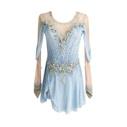 Robe de patinage artistique haut de gamme ornée de cristaux scintillants