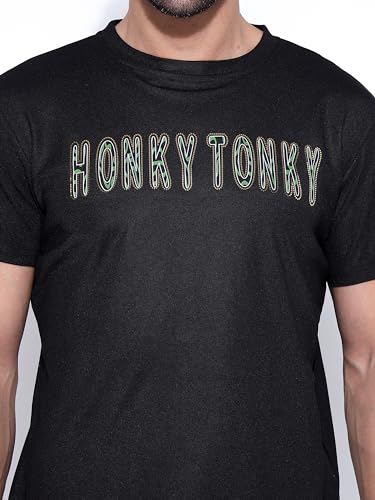 Image of Honky Tonky Men's Regular Fit Round Neck Half Sleeve Printed Casual T-Shirt | Round Neck T-Shirt for Men