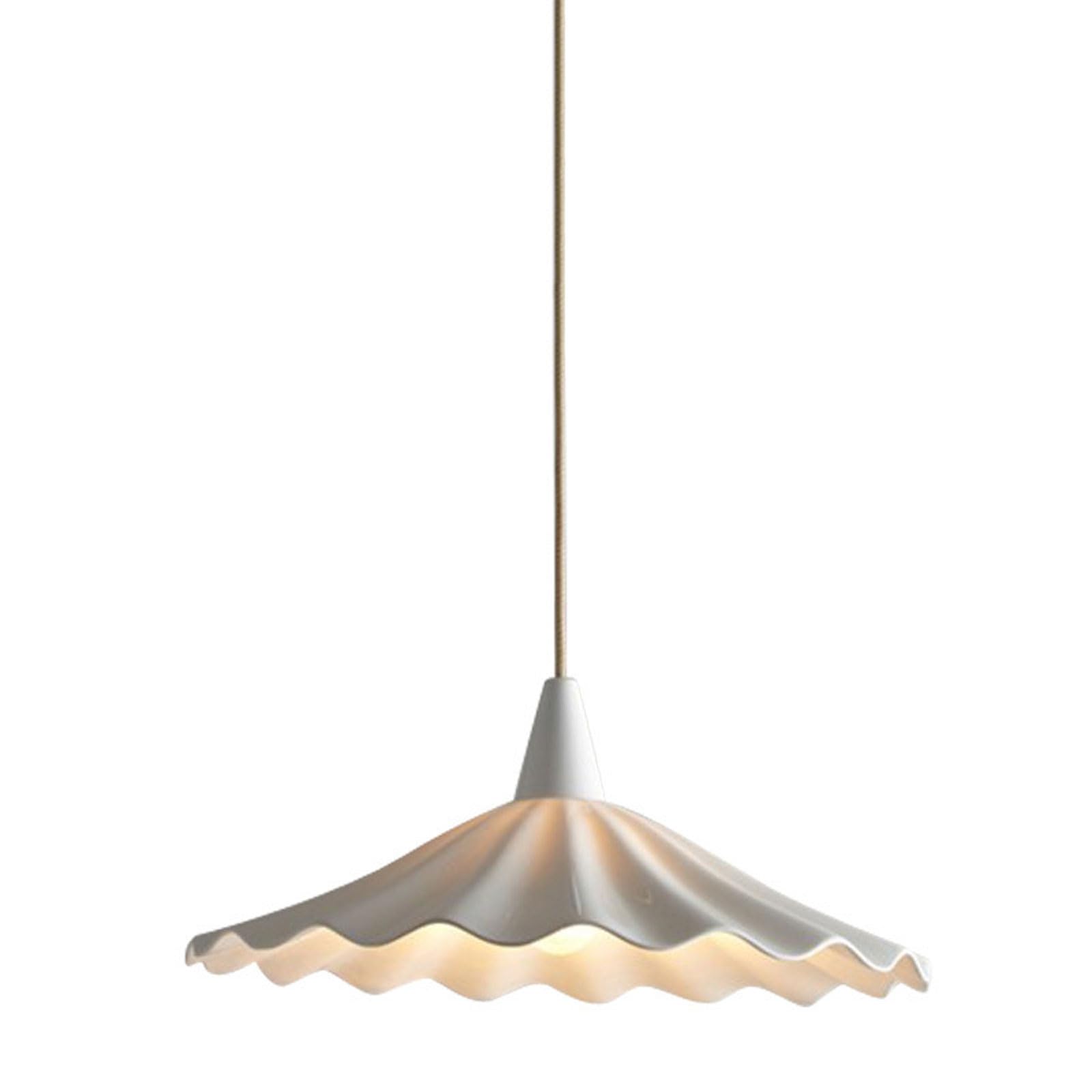 RSZCSMO Creative Ceramic Pleated Pendant Light 11.81in E26 Single Head Pendant Light Suitable for Bedside, Bar Counter, Living Room