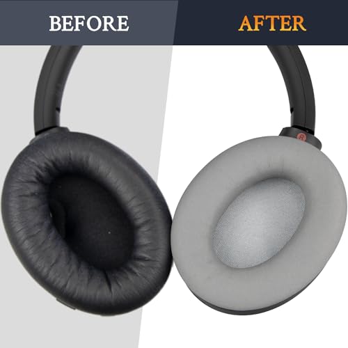 Image of SOULWIT Lambskin Replacement Earpads for Sony WH-1000XM4 (WH1000XM4) Headphones, Ear Pads Cushions with Noise Isolation Foam, Added Thickness, Without Affecting Sensor - Brilliant Grey