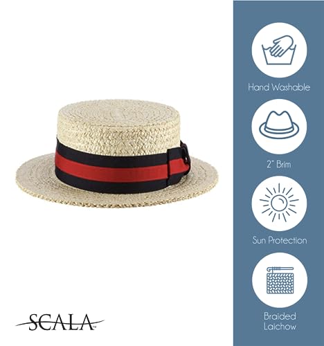 Scala Classico Men's Straw Boater, Bleach, Xx-Large #TOP1