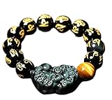 Pulsera Feng Shui,Pulsera De Amuleto Feng Obsidiana Arco Iris Mantra De Seis Palabras Piedra De Ojo De Tigre Overlord Piedra Preciosa Talismán Hombres Mujeres Atraen Riqueza Suerte