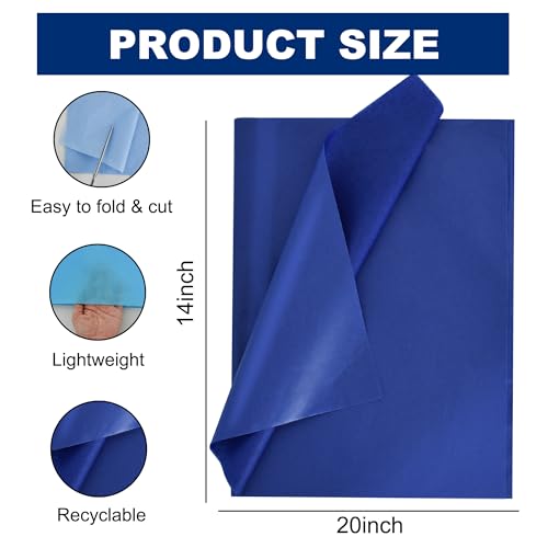 Image of BEISHIDA 100 Sheets Blue Series Tissue Paper Bulk, Wrapping Tissue Paper for Gift Bags, 14 x 20 Inch Gift Wrap for Birthday Wedding Graduation DIY Crafts Holiday Flowers(Blue Series)