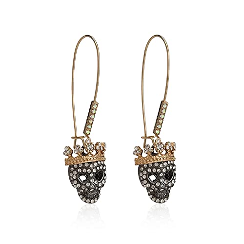 Skull Dangle Earrings Halloween Women Skeleton Long Ear Drop Earrings Stud Halloween Costume Accessories Goth Punk Dangly Hip Hop Rock Ear Piercing Skull Jewelry for Women Men