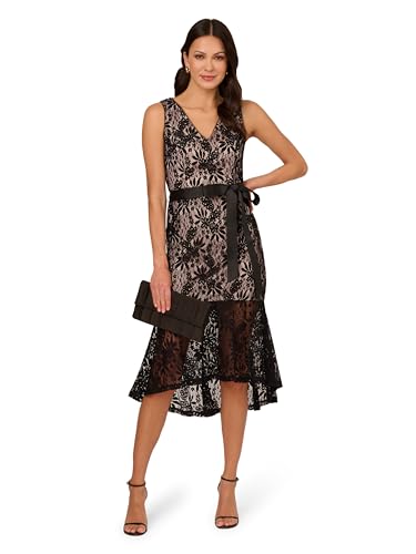 Image of Adrianna Papell Women's Lace Midi Flounce Dress