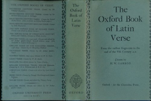 Oxford Bk of Latin Verse 0198121172 Book Cover