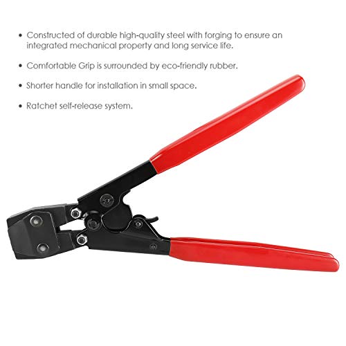 Pex Crimping Clamp Cinch Tool And Pipe Hose Cutter For Stainless Steel Clamps From 3/8"To 1" With 1/2-Inch 20Pcs And 3/4-Inch 10Pcs Pex Clamps, All In One Pipe Fitting Tool Kit #TOP3