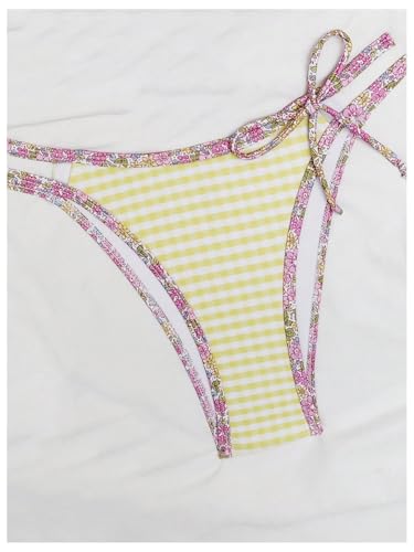 Women's Floral Underwire Bikini Set 2 Piece Bow Knot Spaghetti Strap Swimsuits High Cut String Bathing Suit4