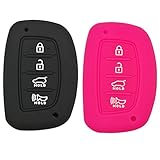 Coolbestda 2Pcs Silicone Smart Key Fob Skin Cover Case Protector Keyless Jacket Remote Holder for 2018 2017 2016 Hyundai Tucson Elantra Sonata 4Buttons (NOT FIT Flip/Pop Out/Folding Key
