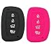 Coolbestda 2Pcs Silicone Smart Key Fob Skin Cover Case Protector Keyless Jacket Remote Holder for 2018 2017 2016 Hyundai Tucson Elantra Sonata 4Buttons (NOT FIT Flip/Pop Out/Folding Key