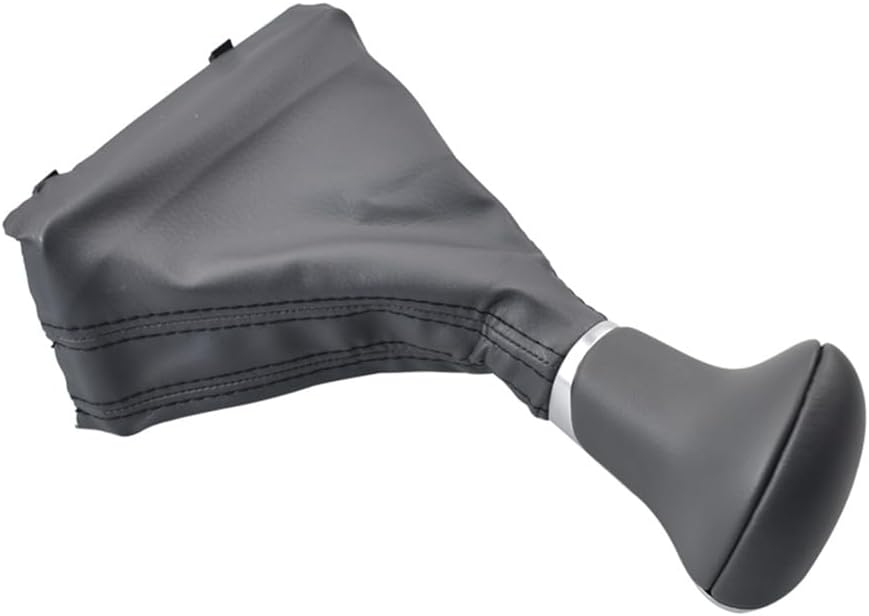 Automatic Shift Lever Gear Shift Knob Gaiter Boot Leather Cover Gear Shift Knob Shifter with Dark Grey Leather Gaiter Accessories Replacement Set for A3 8P A4 B8 A5 A6 Q5 Q7 (black stitching)