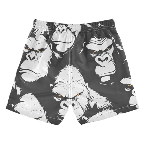 Gorilla Black Animal Boy Swim Trunks Teens Beach Board Shorts Drawstring with Pocket Beach Hawaii Vacation 2T2