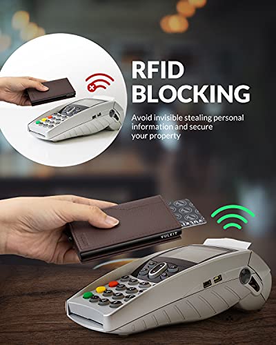 Image of VULKIT Card Holder Wallet with Double ID Windows RFID Blocking Pop Up Wallet Minimalist Design for 12 Cards