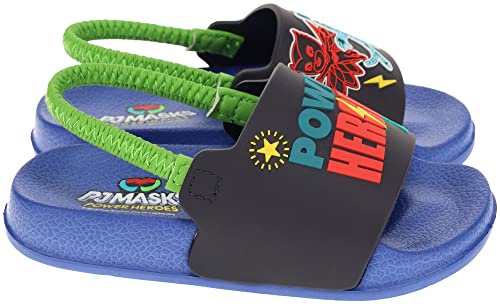 PJ Masks Sandals for Toddlers, Boy's Power Heroes Mis-Match Slide Sandals, Blue, Size 5/6 Toddler - image 4