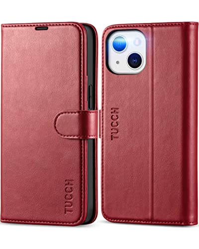 iPhone 13 hoesje wallet case 6,1 inch met RFID bescherming, magnetische sluiting, kaartvakken, TPU en kunstleer