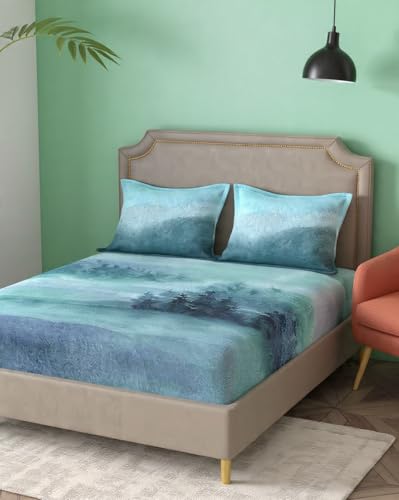 Image of Portico New York Super King Size Flat Bedsheet with 2 Pillow Covers Facets (Multicolor 5)