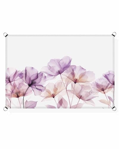 Sun Shade Sail 6.5' x 10' Outdoor Patio Cover Rectangular Shade Canopy Pink Watercolor Flower Texture Printing Waterproof Shade Cloth for Garden Sandbox Backyard